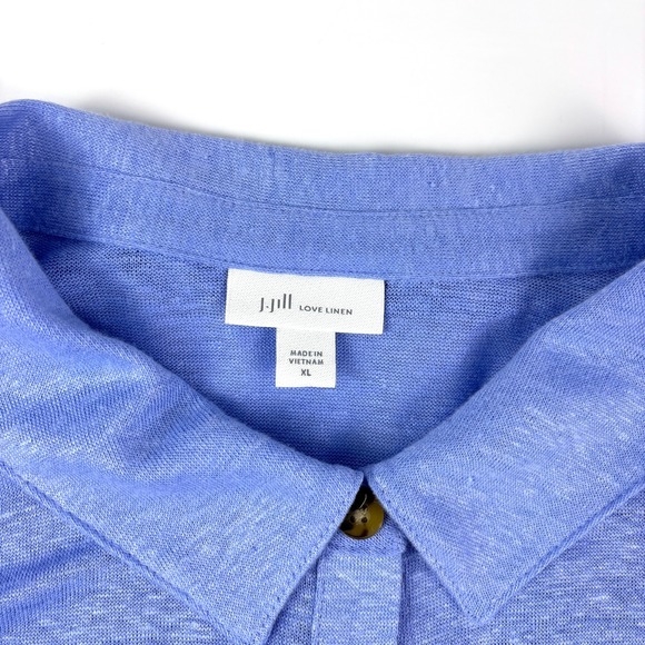 J Jill Love Linen Button Front Shirt Womens XL Blue Long Sleeve Boxy Minimalist - Picture 6 of 15
